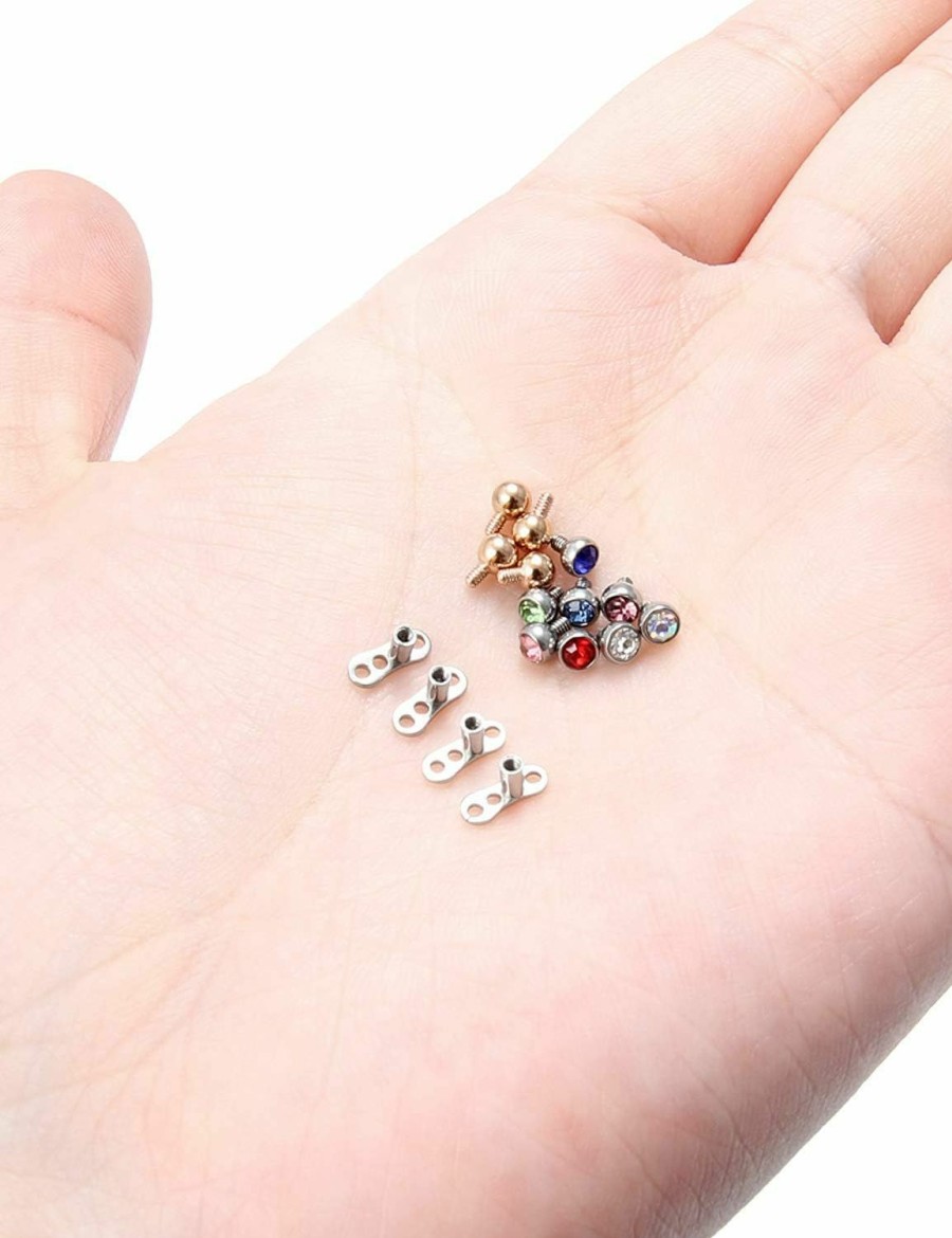 Clearance Prjndjw Prjndjw 16Pcs 14G Dermal Anchors Tops And Bases Clear Cz 316L Surgical Steel Microdermals Body Piercings Jewelry For Women Men