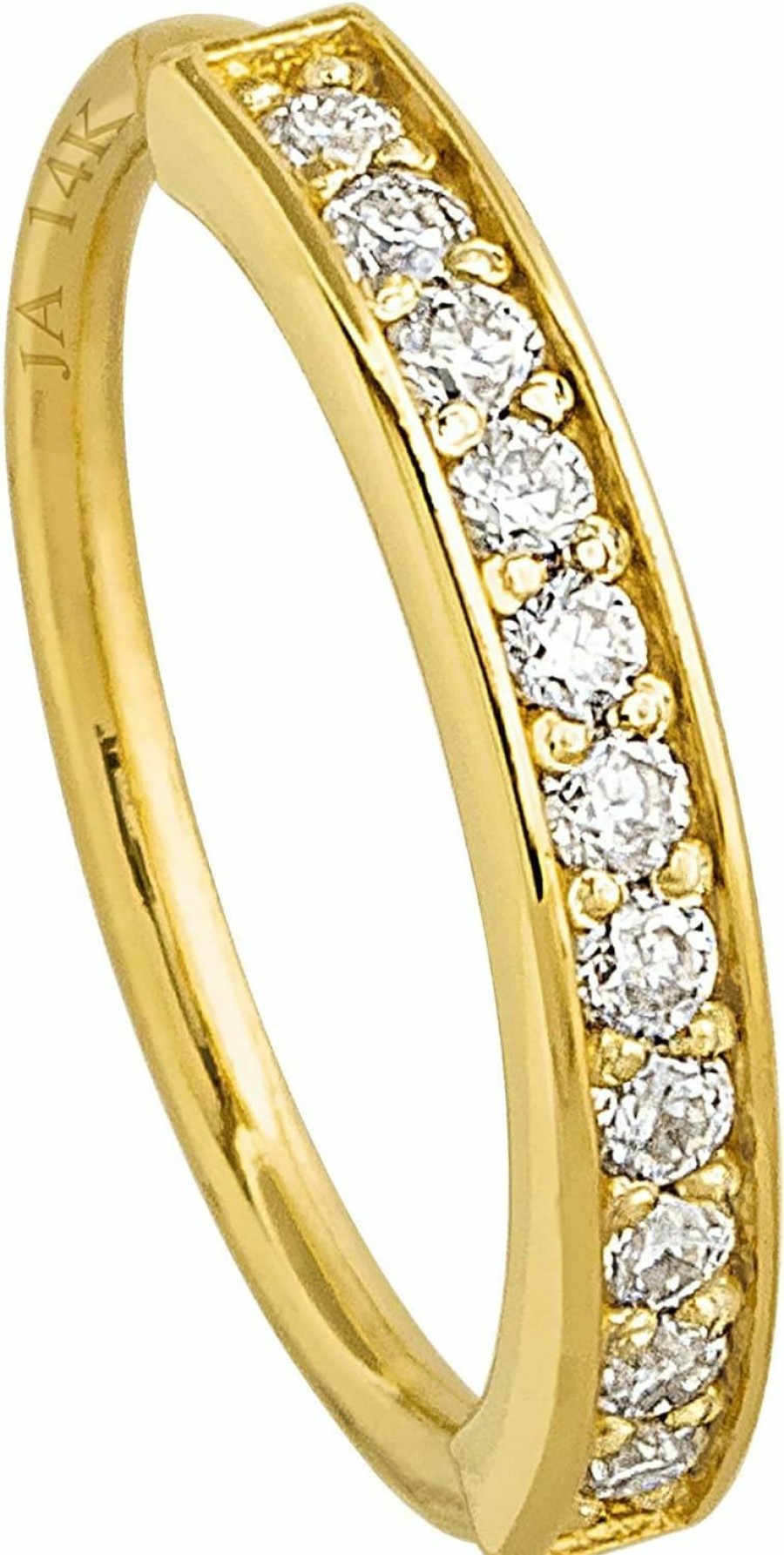 Online Jewelry Avalanche Jewelry Avalanche Solid 20G 14Kt White/Yellow Gold Prong Set 11-Stone Diamond Nose Hoop Ring - Ear Cartilage Ring - April Birthstone Nose Ring Stud