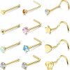 Wholesale VALDEAS Valdeas 14K Gold Filled Nose Rings For Women 20G 12-15Pcs Nose Stud Piercing Jewelry Gold Nose Rings Small Hoops Stainless Steel Nose Ring Set L Nose Rings Studs Screw For Men Nostril Piercings