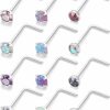 Online Kridzisw Kridzisw 18G 20G 22G Surgical Steel Nose Rings Studs Cz Opal 1.5Mm 2Mm 2.5Mm 3Mm For Women Men 12Pcs