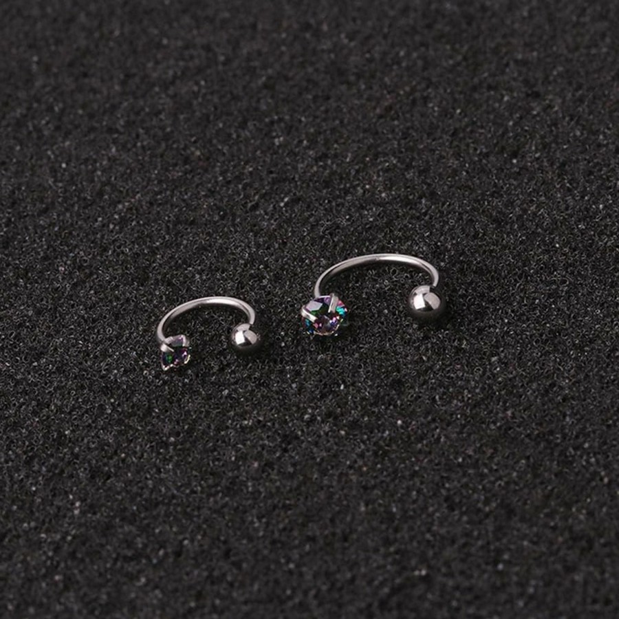 Hot NewZenro 20G 4 Prong Round Cut Cubic Zirconia Stud Post Small Huggie Hoop Earrings Cartilage Tragus Helix Tiny Half Open Hoops Screw Back Stainless Steel Nose Rings Septum Lip Rings Crystal Piercing Hypoallergenic Jewelry For Women Girls Men Gifts