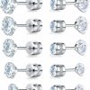 Best VOLUKA Pack Of Titanium Round/Square Cz Screw Back Earrings Hypoallergenic For Sensitive Ears