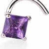 New Demira Demira 3.00 Mm Princess Cut Real Purple Amethyst 14K Gold Nose Piercing Stud Pin