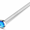 Clearance COCHARM Cocharm 10K White Gold Fishtail Nose Studs 20G Blue Opal Fishtail Long Nose Stud 2Mm Blue Opal Bendable Stud Nose Ring Hypoallergenic White Gold Nose Piercing