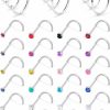 Hot SCERRING Scerring 18G Stainless Steel Nose Hoop Rings Studs Nostril Tragus Lip Rook Ring Body Piercing Jewelry 1.5-4Mm Cubic Zirconia Stone Pearl Opal 12-33Pcs