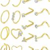 Clearance ONESING Onesing 14-21 Pcs 20G Gold Nose Rings For Women Nose Piercings Jewelry Surgical Stainless Steel Nose Rings Hoops L Shape Gold Nose Studs Double Hoop Nose Rings Hypoallergenic Nostril Nose Piercing Jewelry For Women Men