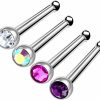 Hot MATIGA 4Pcs Surgical Steel 18 Gauge (1Mm) 9/32 7Mm Nose Stud Gauge Piercing Jewelry 2Mm Crystal Ball M1792