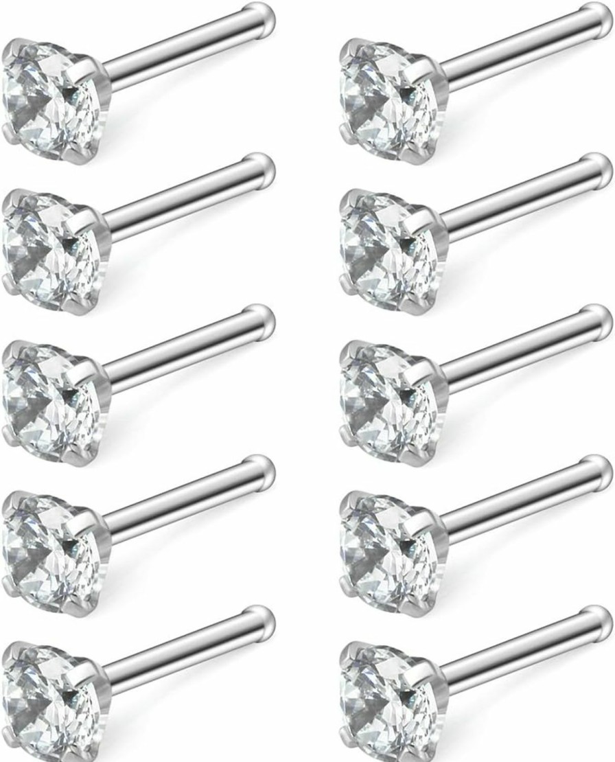 Wholesale Ruifan Ruifan 10Pcs 22G Surgical Steel Mix Color Diamond Cz Nose Stud Rings Bone Pin Piercing Jewelry 1.5Mm 2Mm 2.5Mm 3Mm