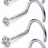 Hot Oufksiyy Oufksiyy 18G 20G 22G F136 Titanium Nose Rings Studs Diamond Cz Nose Studs L Shaped Straight Screw Nose Ring Stud Cubic Zirconia Nose Piercing Jewelry Small Cute Nose Studs 1.5Mm 2Mm 2.5Mm 3Mm