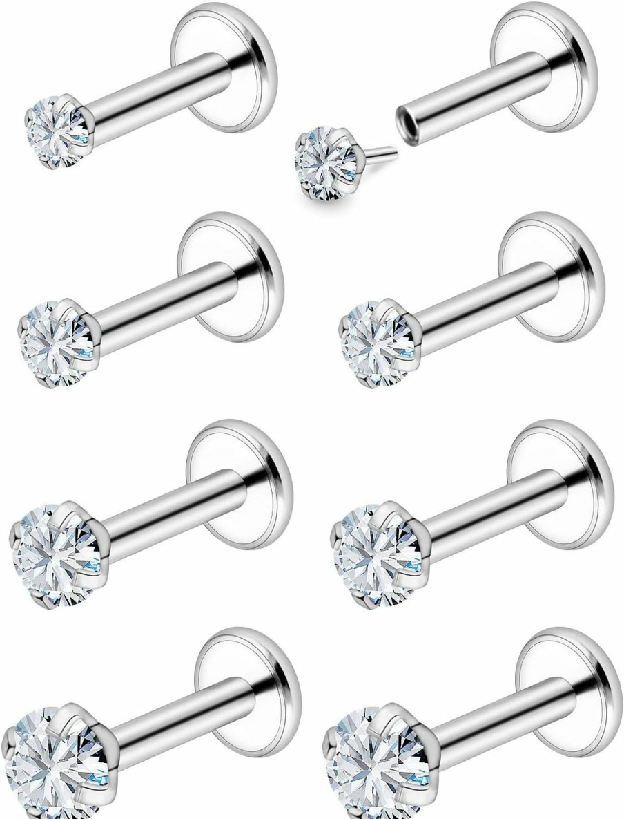 Hot Vsnnsns Vsnnsns 18G 20G Threadless Push In Nose Rings For Women 316L Surgical Stainless Steel L Shaped Nose Studs Screw Bone Nose Rings Piercings Nostril Piercing Diamond Cz 1.5Mm 2Mm 2.5Mm 3Mm Silver 8-12Pcs