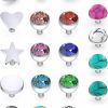 Best Dyknasz Dyknasz 21Pcs 14G Grade 23 Titanium Dermal Anchor Tops Synthetic Stone Internally Threaded Mixcolor Gem For Women Men, Moon/Heart/Star/Flat/Ball/Cz/Opal/Marble Stone