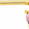 Wholesale Jewelry Avalanche Jewelry Avalanche 22G Solid 14Kt Gold L-Shape Nose Stud With Real Pink Tourmaline Gemstone, 14Kt Yellow Gold Or 14Kt White Gold Prong Setting - October Birthstone Nose Ring