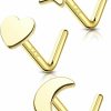 Wholesale COCHARM Cocharm 14K Solid Gold Nose Stud For Women Gold 20G L Shape Nose Rings Stud Yellow Gold Nose Piercing Stud Real Gold Nostril Nose Stud Hypoallergenic 20 Gauge Nose Stud