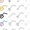 Clearance Hoeudjo Hoeudjo 20Pcs 20G Surgical Steel Heart Nose Ring Studs Body Jewelry Piercing Retainer For Women Men Cz Inlaid 1.5Mm-3.5Mm