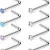 Online Ruifan Ruifan 20G 316L Surgical Steel 1.5Mm 2Mm 2.5Mm 3Mm Jeweled Opal & Clear Cz Nose L-Shaped Rings Studs Ring Body Piercing Jewelry 8Pcs