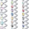 New Boernfnso Boernfnso 20G Nose Rings Stud Surgical Steel Nose Piercing Jewelry For Women Men Opal Cz Stars Heart Shape Nose Ring 6.5Mm~7Mm Bar Length,Top Balls 2Mm-4Mm 16Pcs Pink Blue Purple White Nose Ring