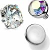 New Amelia Fashion Amelia Fashion 3 Pack 16 Gauge Implant Grade Titanium Internally Threaded Aurora Borealis Gem Ball Top, Clear Round Cz Top, And Steel Flat Round Top - All Three Pieces 3Mm Top