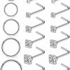 New Ocptiy Ocptiy 18G Nose Rings Studs Hinged Nose Hoops Rings Hypoallergenic 316L Stainless Steel Silver Straight L Shaped Screw Nose Rings Stud Piercings Jewelry For Women Men Cz 1.5Mm 2Mm 2.5Mm 3Mm 3.5Mm 4Mm