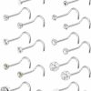 Wholesale FIBO STEEL Fibo Steel 10-30Pcs 20G Stainless Steel Nose Ring Studs Body Jewelry Piercing Cz Inlaid 1.5Mm-3.5Mm