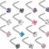 New Yolev Yolev 15Pcs 18G 20G Surgical Stainless Steel Nose Rings Studs L Shaped Screw Studs Rings Cubic Nose Rings Hypoallergenic Stainless Steel Czech Crystal Small Nose Piercing Set