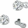 Hot Niaspi Cubic Zirconia Dermal Anchor 14G Tops 3Mm 4Mm 5Mm Surgical Steel Internally Threaded Dermal Anchor Base Microdermals Piercing For Women Men