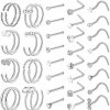 New ZGWAUYYDS Zgwauyyds 40 Pcs 20G Nose Rings For Women Nose Piercings Jewelry Nose Rings Hoops Nose Studs Screw For Women (Style 1)