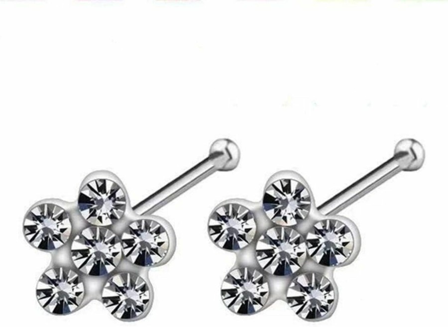 Clearance COLORFUL BLING Colorful Bling 24Pcs 22G Blue Evil Eye Nose Studs 925 Sterling Silver Inlaid 3Mm E Austrian Cubic Zirconia Nose Rings Stud Multicolor For Women Men Nose Body Piercing Jewelry With Box