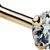 New FreshTrends Freshtrends Diamond Nose Stud 14K Yellow Gold Nose Ring Bone 20 Gauge I1 Clarity