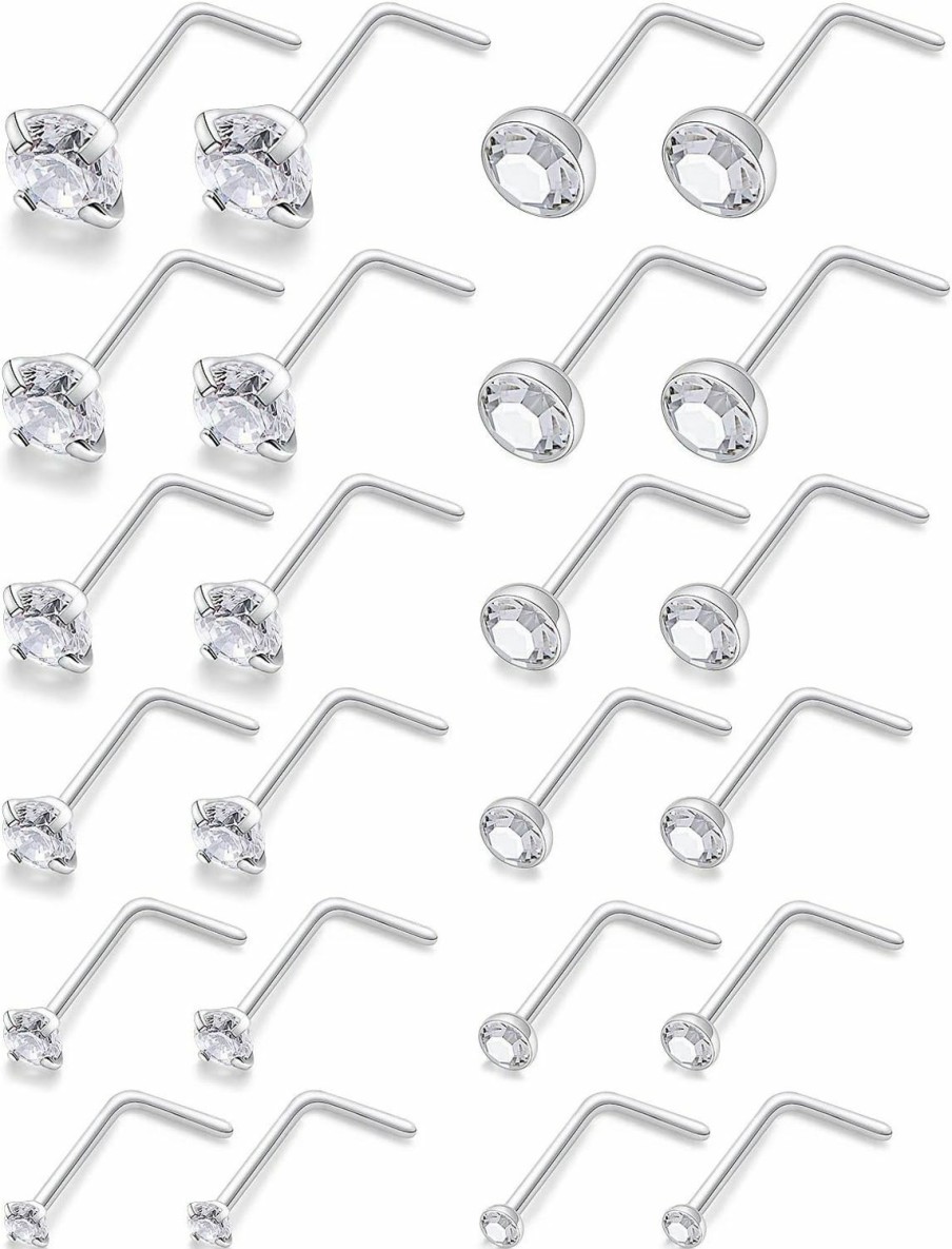 Clearance Generic Lsnevsie 18G 20G 22G Surgical Steel Nose Rings Studs For Women Men Nose Piercing Jewelry Top Diamond Cz 1.5Mm 2Mm 2.5Mm 3Mm 3.5Mm 4Mm 24Pcs