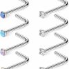 Best Ruifan Ruifan 22G 316L Surgical Steel 1.5Mm 2Mm 2.5Mm 3Mm Jeweled Opal & Clear Cz Nose L-Shaped Rings Studs Ring Body Piercing Jewelry 8Pcs