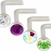 Clearance bodyjewellery Bodyjewellery L Shaped Nose Ring 18G Surgical Grade Stainless Steel Nostril Piercing Studs Crystal Mixed Various Availalble