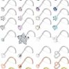 Online Dyknasz Dyknasz 32Pcs Hypoallergenic Nose Rings 20G Nose Studs Surgical Stainless Steel Nose Rings Studs L Shaped Screw Nose Ring Cubic Zirconia Nose Ring Nostril Piercing Jewelry For Women Men