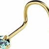 Clearance Jewelry Avalanche Jewelry Avalanche 22G Solid 14Kt Gold Nose Screw Stud With Prong Set Real Blue Topaz Gemstone, 14Kt Yellow Gold Or 14Kt White Gold - November Birthstone Nose Ring