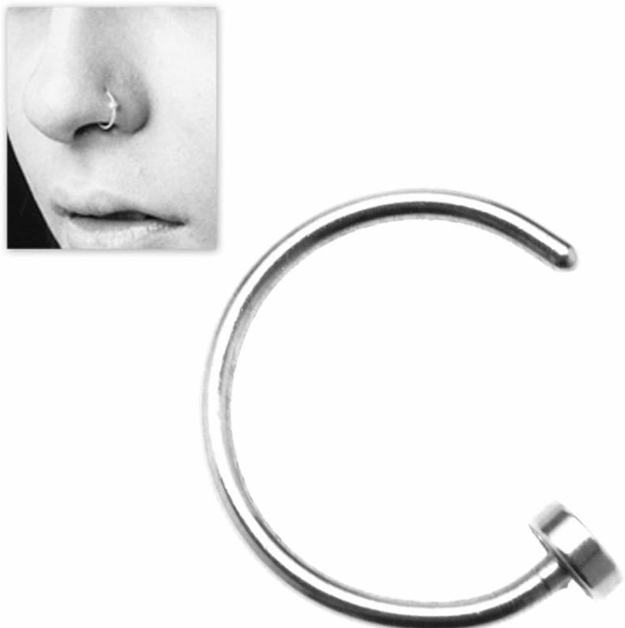 Hot SING F LTD Sing F Ltd 0.24Inch Nose Ring Surgical Steel Silver Piercing Stud Thin Small Tiny Cartilage