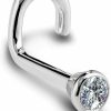 Clearance FreshTrends Freshtrends 14K White Gold Diamond Nose Ring With Flush Bezel Setting - 18 Gauge, I1