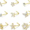 Best BodyBonita Bodybonita 9Pcs 20G Nose Rings Studs With Big Bling Cz Snowflake Star Top Surgical Steel L-Shaped Nose Studs Triple Linear Gem Ball Round Diamond Cz Nose Piercing Jewelry 7Mm