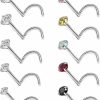 Wholesale ZUOPOEKI Zuopoeki 10Pcs Nose Studs Nose Rings For Women 20G Surgical Steel Nose Screw Studs Nose Piercing Jewelry