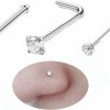 Clearance ZZHDCC Zzhdcc 20G Nose Studs L Shaped 2Mm Clear Cz Nose Rings Studs Nose Rings For Women Corkscrew Nose Studs Nose Nostril Piercing Jewerly