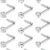 Wholesale MILACOLATO Milacolato Hypoallergenic Nose Rings 15Pcs 18G 20G Surgical Stainless Steel Nose Rings Studs L Shaped Screw Studs Rings Cubic Zirconia Nose Ring Labret Lip Nose Piercing Jewelry For Women Men