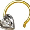 Clearance DIWANI Diwani 14K Gold Gii Certified Natural I Diamond Heart Shape Engagement Wedding Nose Piercing Ring Stud Pin (0.030 Cents, G-H Color) 20 Gauge Thick 5.0Mm Length Spiral Wire Post