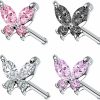 Wholesale CHARM ONLINE Charm Online Cz Butterfly Flower Nose Stud Top L Bend Stud Nose Ring 20G L Shaped Nose Studs Nose Hoop Rings Nose Body Piercing For Women Men