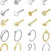 Online Kvficaz Kvficaz Gold Nose Ring Stud 20 Pcs Set 20G For Women Men Silver Piercing Hoop Jewelry, Hypoallergenic 316L Stainless Steel Nose Studs Screw For Women Men Good For Gift