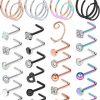 Clearance Ocptiy Ocptiy 18G 20G 22G Stainless Steel Nose Ring Hoop Nose Rings Studs Piercings Hoop Jewelry For Women Men 33Pcs-36Pcs