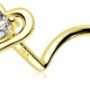 Wholesale Melighting Meiighting Gold Nose Stud 20G Heart Nose Rings 14K Solid Gold Star Nose Piercing Jewelry For Women Clear Cz Real Gold Nose Screw Piercing For Women