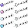 Online Ruifan Ruifan 22G 316L Surgical Steel 1.5Mm 2Mm 2.5Mm 3Mm Opal & Clear Cz Nose Bone Rings Studs Ring Body Piercing Jewelry 8Pcs