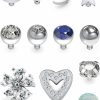 Online Ftovosyo Ftovosyo Clear Cz Flower Internally Threaded Dermal Anchor Top Microdermals Skin Piercing Jewelry For Women Men