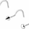 Online Forbidden Body Jewelry Forbidden Body Jewelry Set Of 3 Nose Screws: 20G Surgical Steel Nose Rings With Ball, Button And Spike Tops