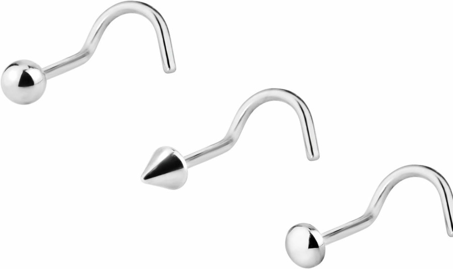 Online Forbidden Body Jewelry Forbidden Body Jewelry Set Of 3 Nose Screws: 20G Surgical Steel Nose Rings With Ball, Button And Spike Tops