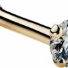 Clearance FreshTrends Freshtrends Cubic Zirconia Nose Stud - Nickel-Free 14K Yellow Gold Gold Nose Ring - 20 Gauge