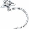 New Demira 14K White Gold Brilliant Cut Diamond Star Wedding Nose Body Piercing Ring Stud Pin